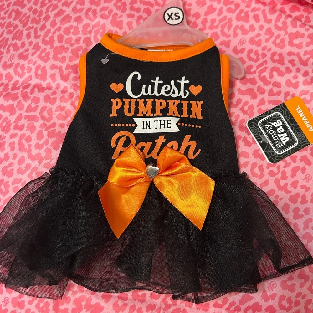 Black and Orange Pumpkin Dog Dress